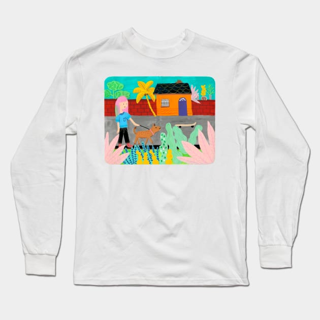 Let's walk the dog Long Sleeve T-Shirt by Think Beyond Color